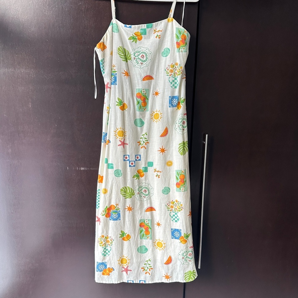 Japna tropical orange fruit summer dress